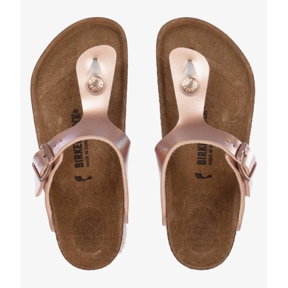 Birkenstock Metallic Rose Gold T-Bar Sandals Size 12.5/1 Euro 30